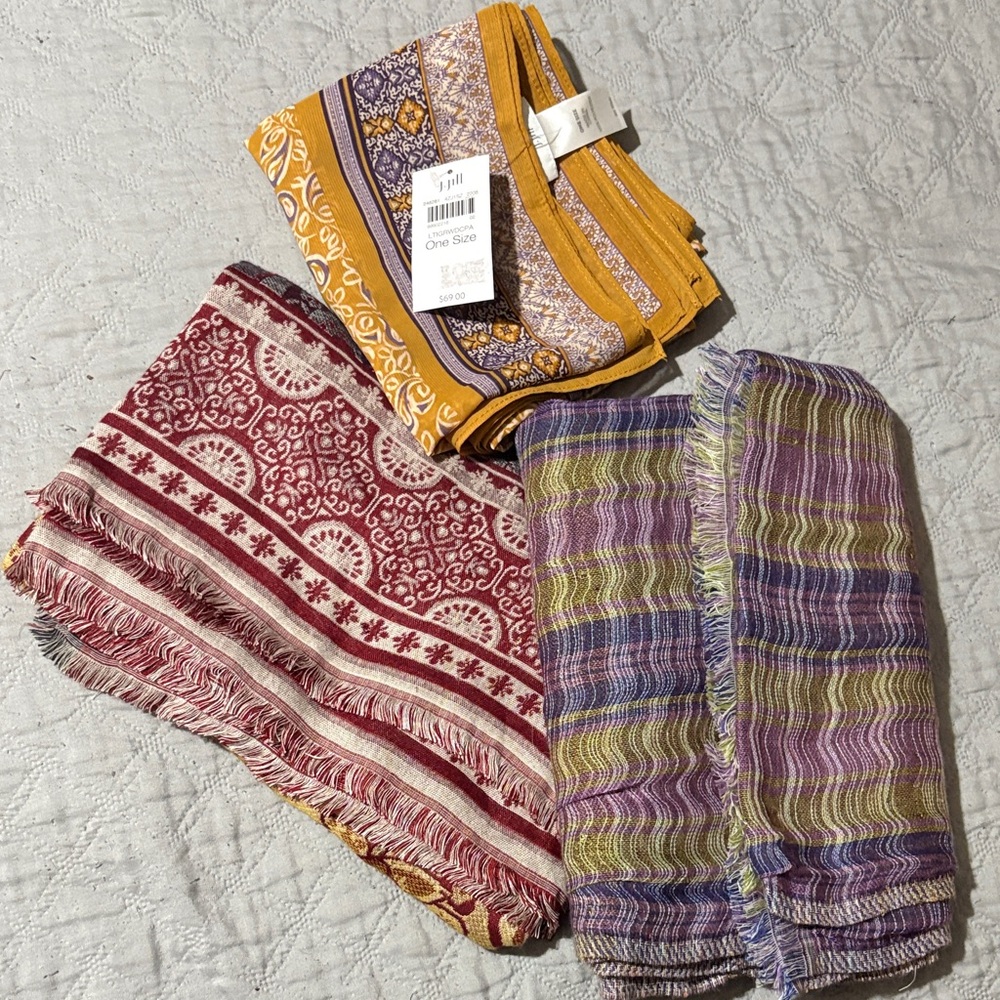 J. Jill Multicolor Scarves Set - Yellow, Red, Purple